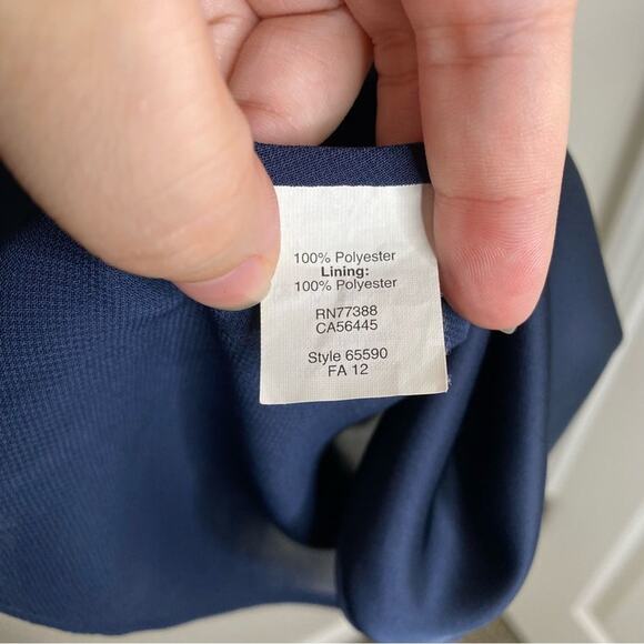 J. Crew Navy Blue Satin Surplice A-Line Midi Dress 6 - Picture 6 of 10